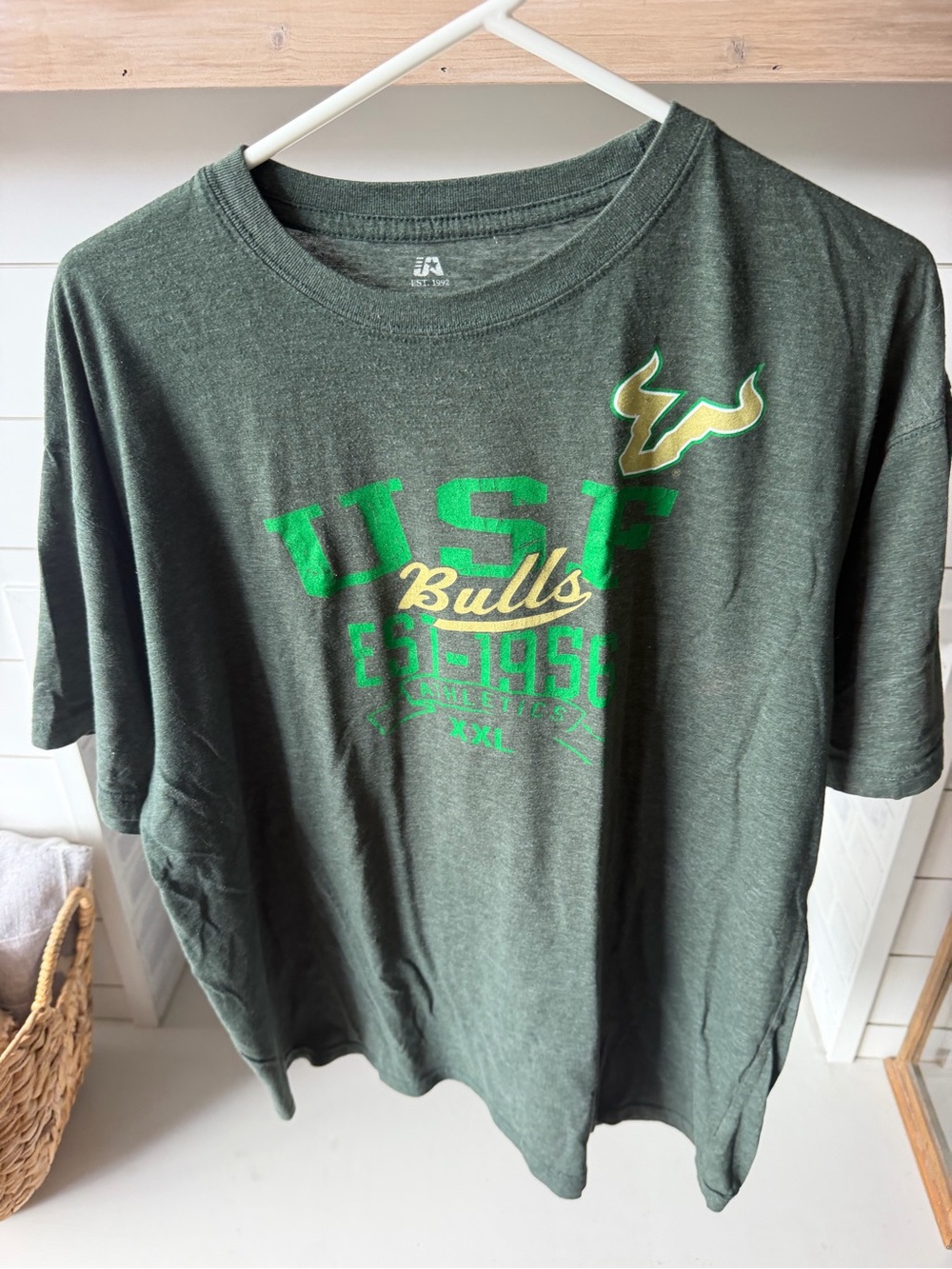 J. America Dark Green USF Bulls Short Sleeve Tee with Green and Gold Logo